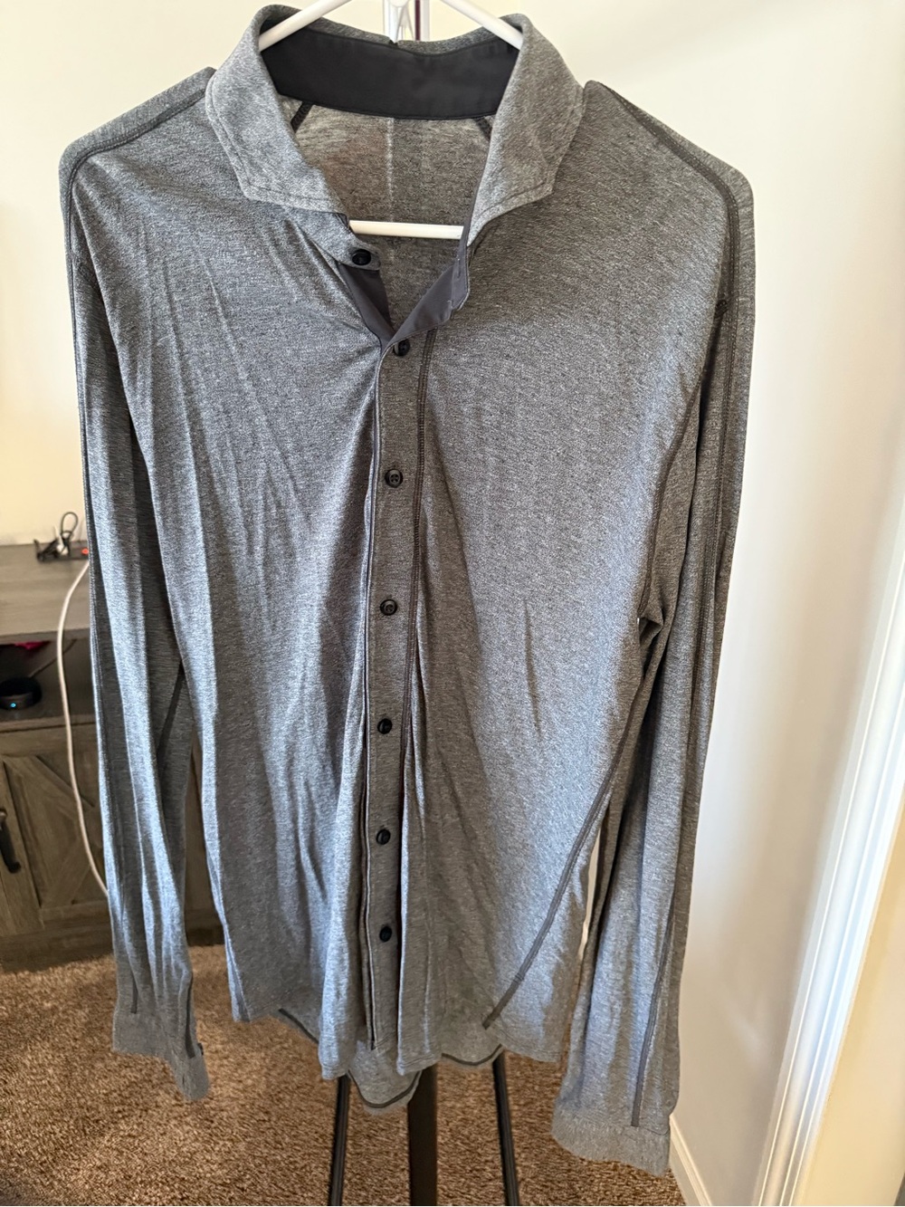 Men's Lululemon Long-Sleeve Grey Button-Up Shirt